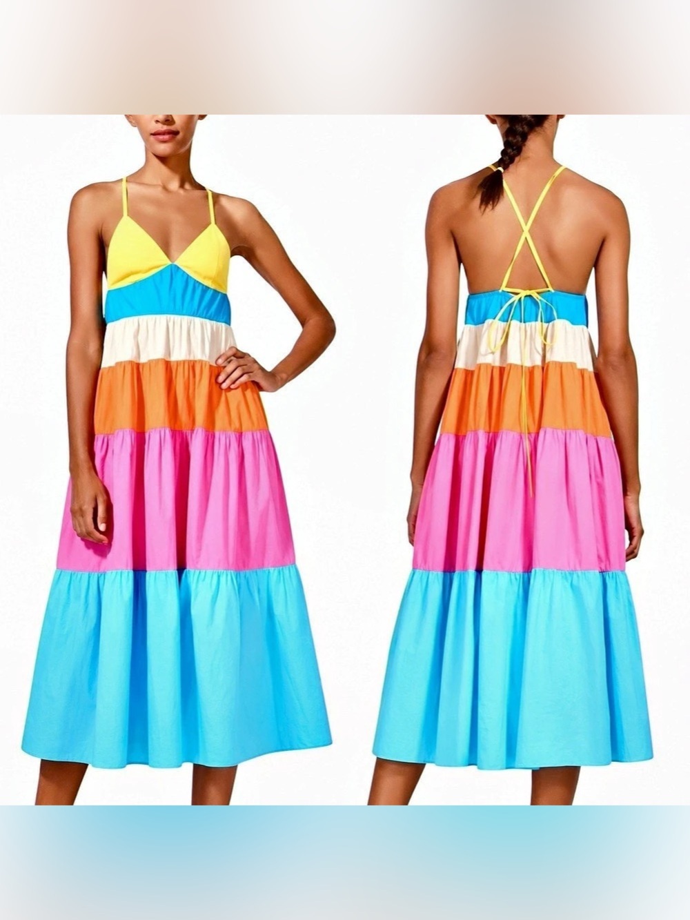 STAUD Cleo Dress in Multi Turquoise – NWT Size M